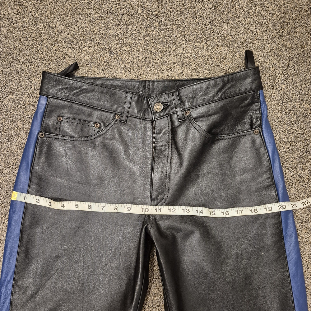 Black and Blue Leather Pants - Picture 5 of 16